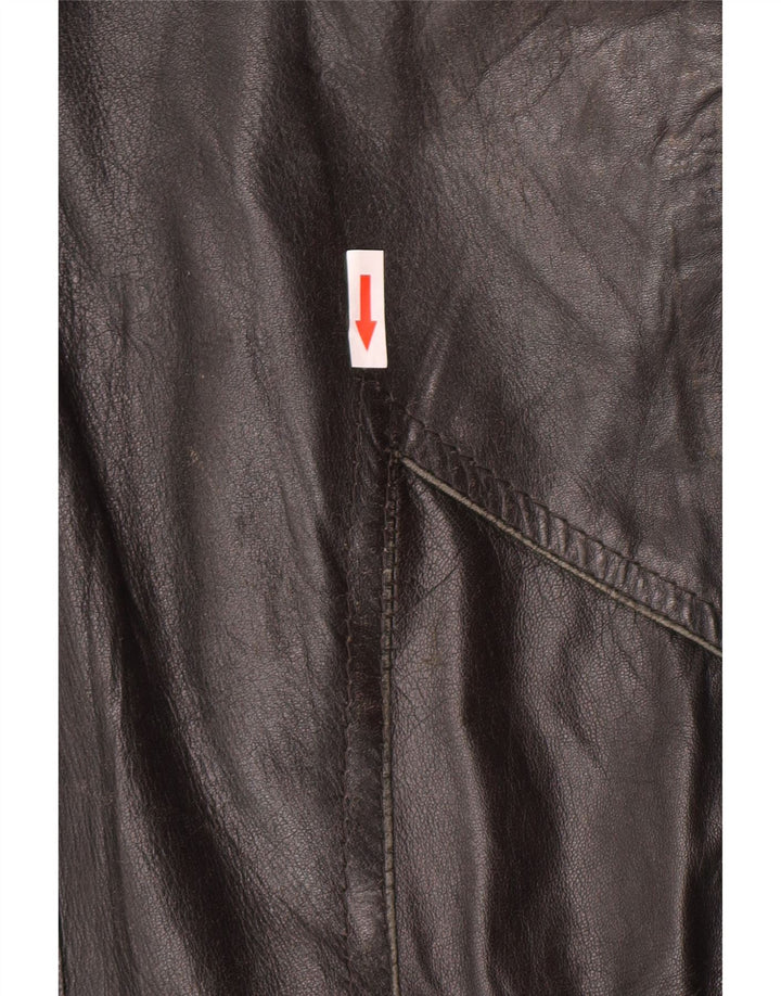 veste en cuir double boutonnage vintage pour hommes UK 34 XS Noir Rétro