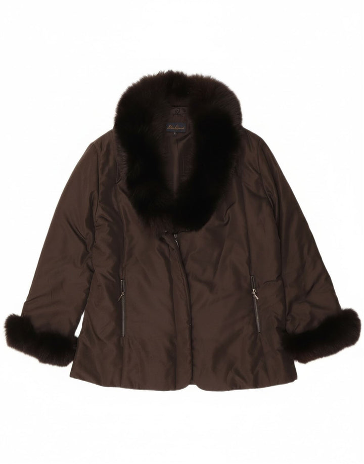 Luisa Spagnoli Veste matelassée surdimensionnée pour femme UK 10 Petit Marron Polyester