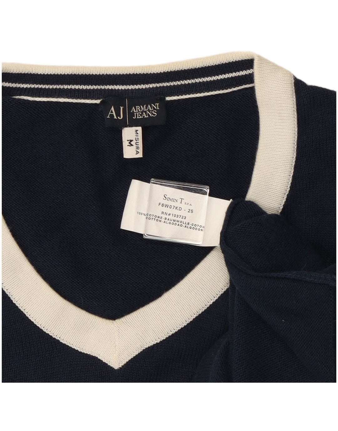 Armani Pull col V en coton bleu marine moyen pour homme