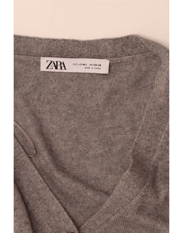 Zara Cardigan long surdimensionné pour femme UK 14 Gris moyen moucheté