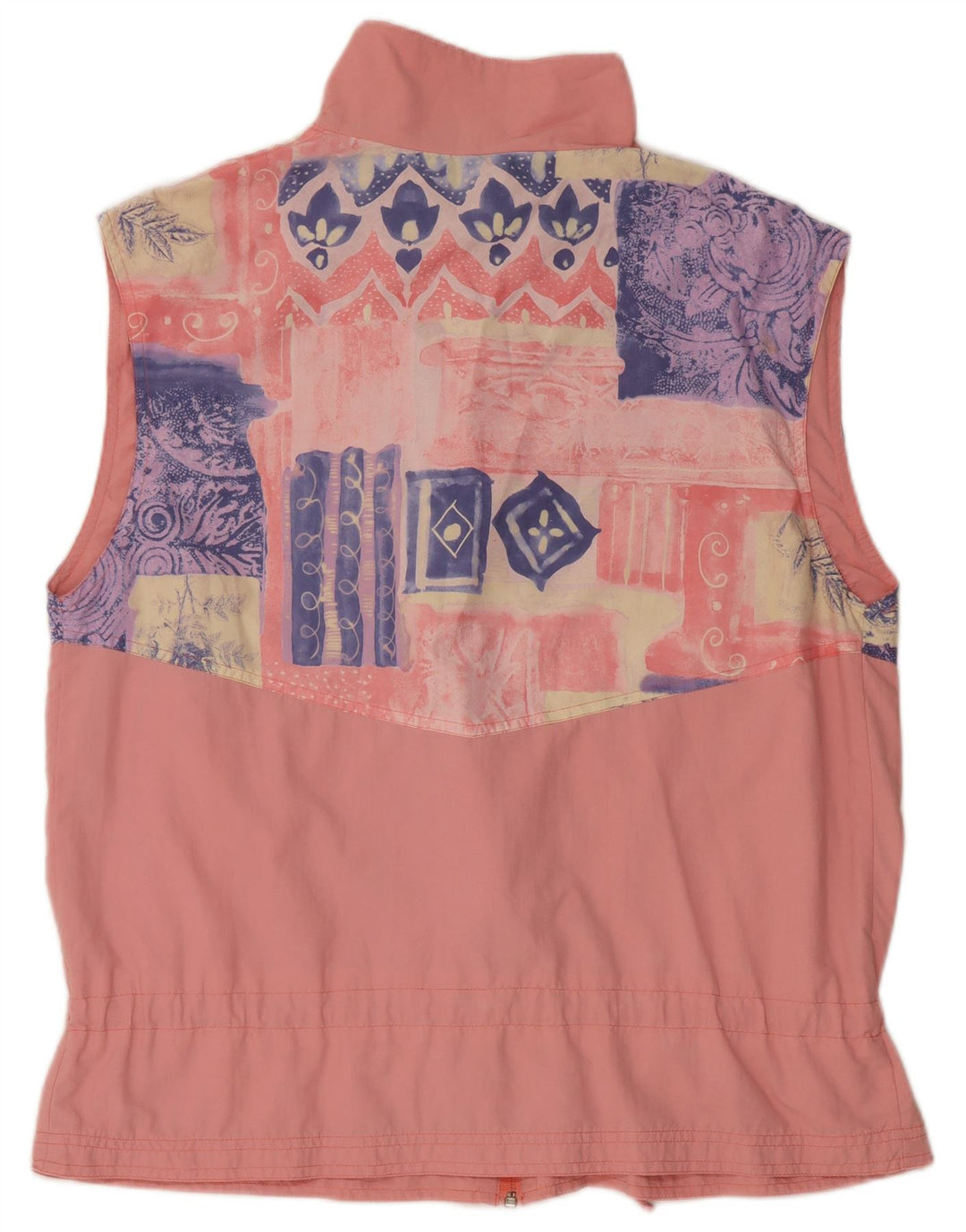 VINTAGE Femmes Sans Manches Survêtement Top Veste UK 20 2XL Rose Géométrique
