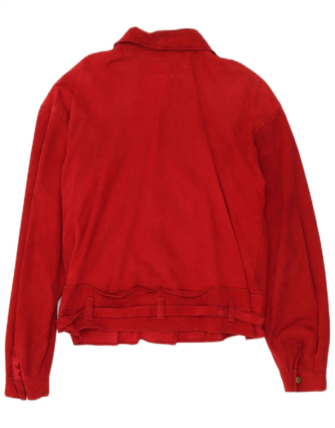 VINTAGE Femme Daim 2 Pièces Jupe Ensemble UK 14 Moyen W30 Cuir Rouge