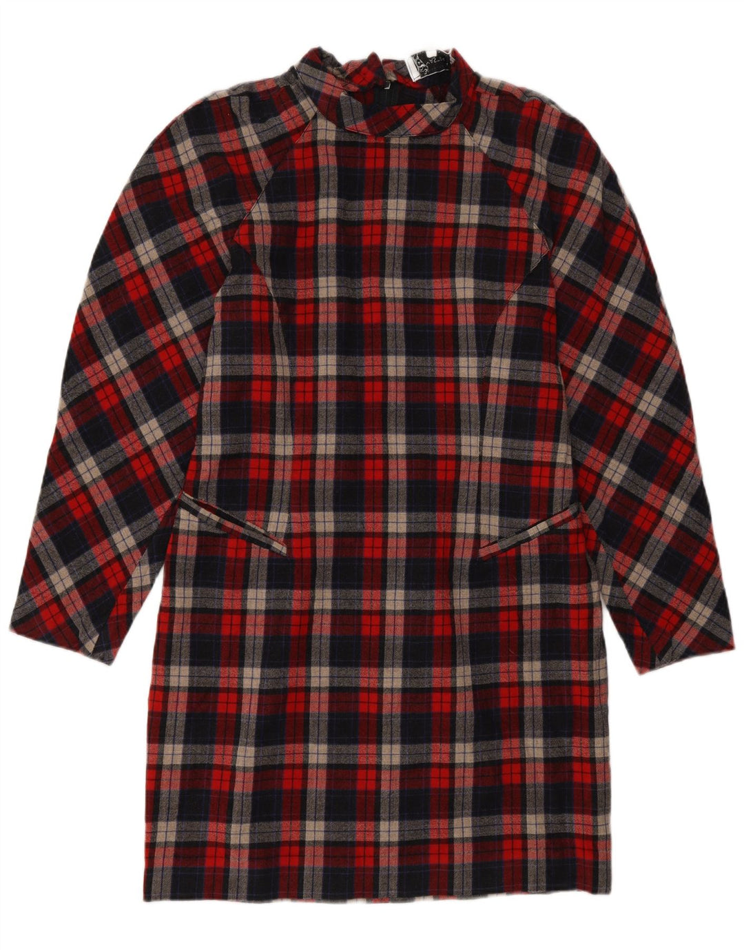 robe droite à manches longues vintage pour femmes IT 46 Grand chèque rouge