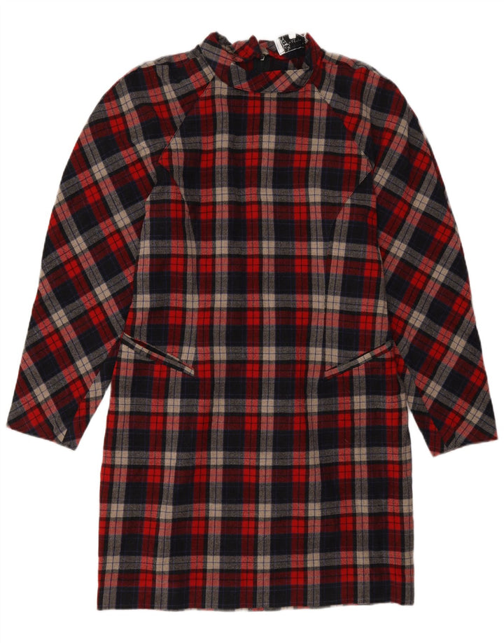 robe droite à manches longues vintage pour femmes IT 46 Grand chèque rouge