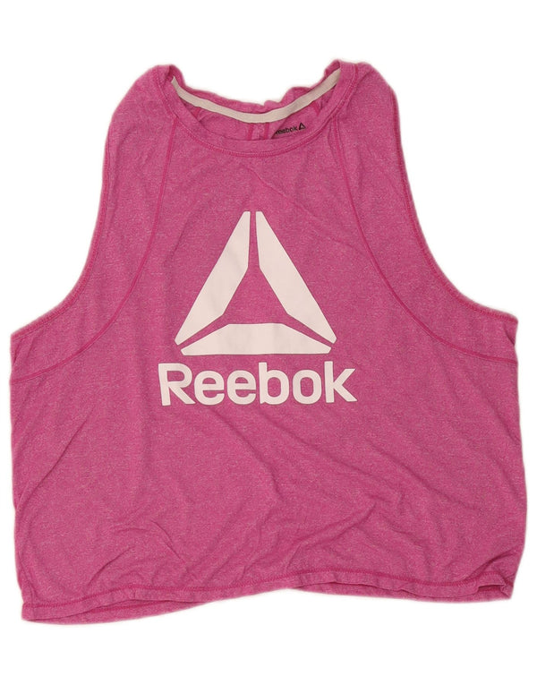 Reebok Womens Crop Graphic Débardeur UK 16 Large Rose Moucheté