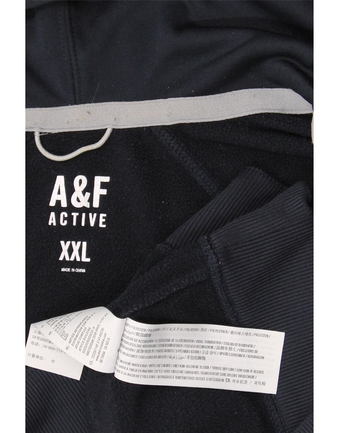 ABERCROMBIE & FITCH Pull à capuche zippé pour homme 2XL Bleu marine Polyester