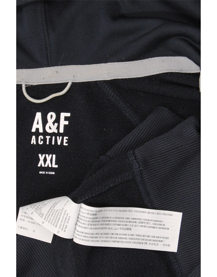ABERCROMBIE & FITCH Pull à capuche zippé pour homme 2XL Bleu marine Polyester