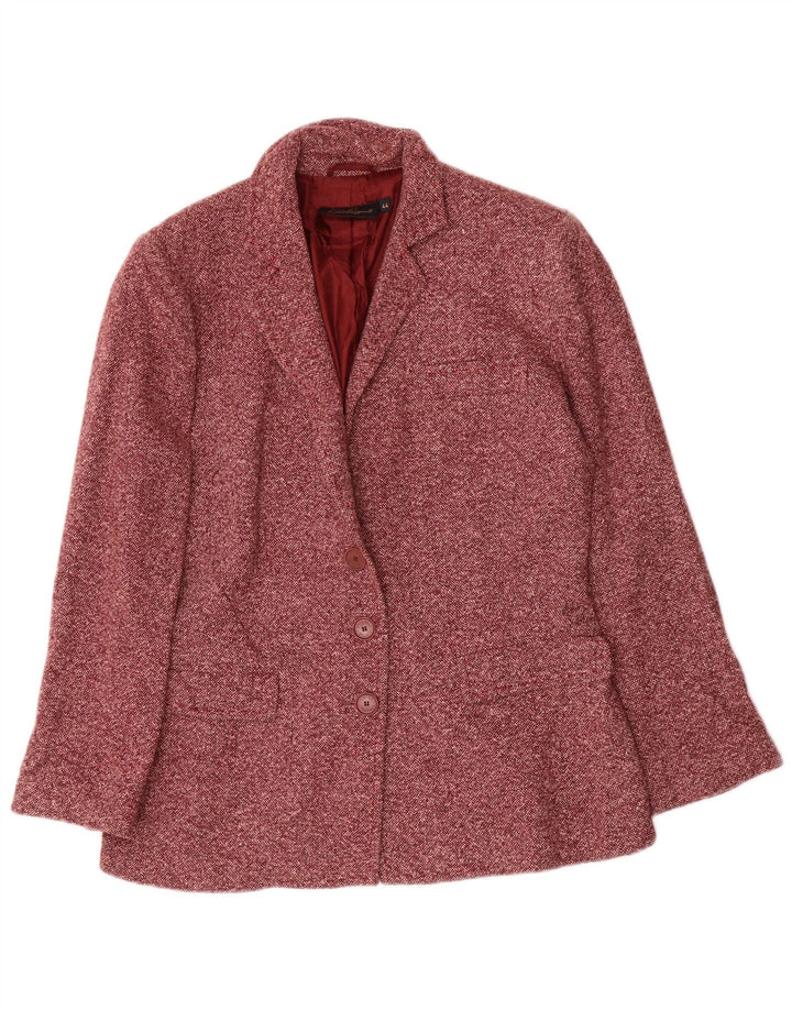 Luisa Spagnoli Veste Blazer 3 Boutons Femme IT 44 Laine Mouchetée Rouge Moyen