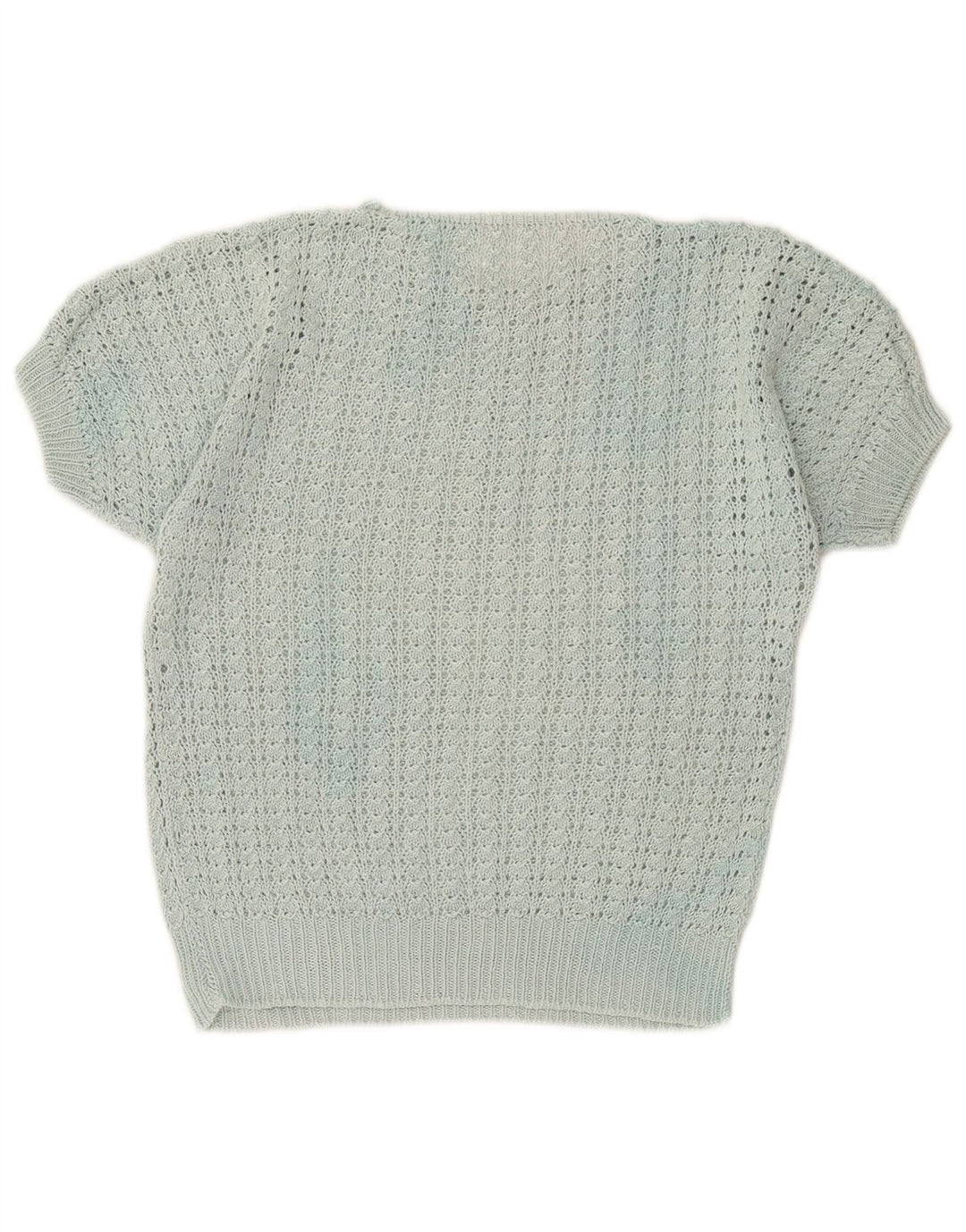 vintage Femmes Manches Courtes Col Bateau Pull Pull UK 12 Moyen Turquoise