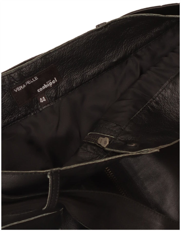 Conbipel Femme Mini Jupe En Cuir IT 44 Medium W34 Cuir Noir