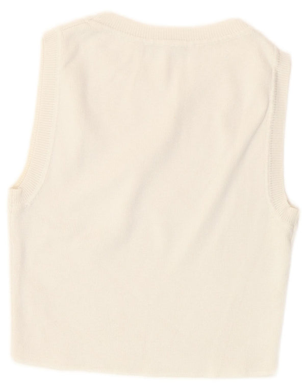 Zara Womens Crop Vest Débardeur UK 8 Petit Blanc Cassé