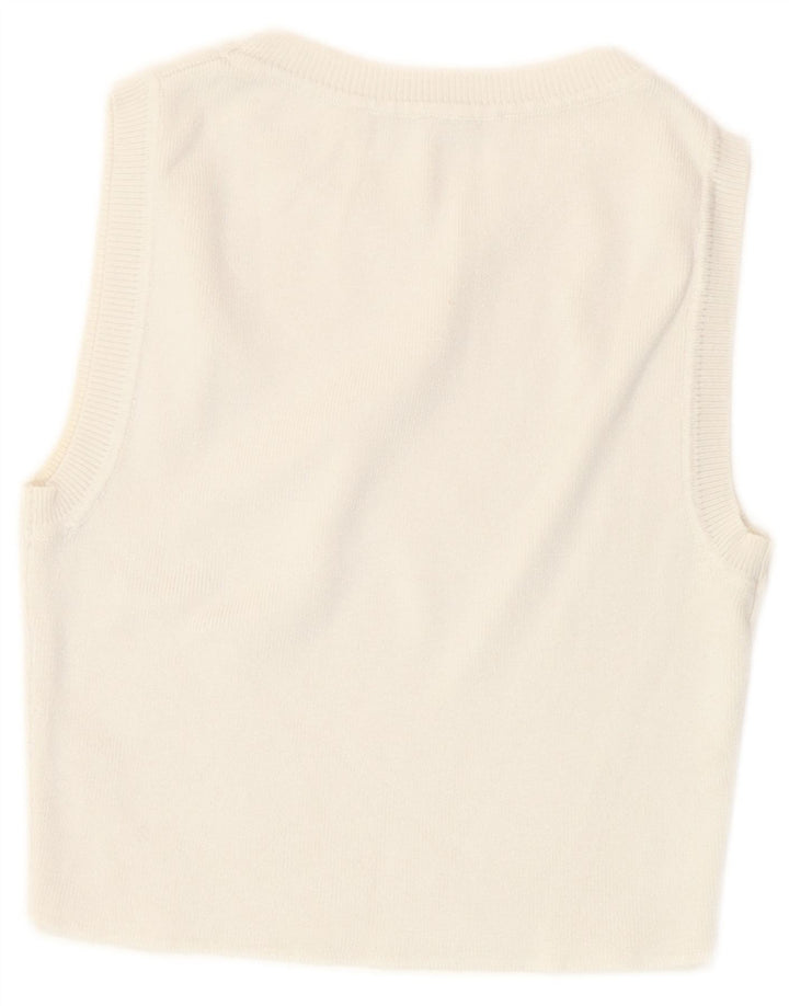 Zara Womens Crop Vest Débardeur UK 8 Petit Blanc Cassé
