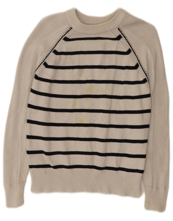 Marks & Spencer Pull ras du cou pour femme UK 6 XS Blanc rayé