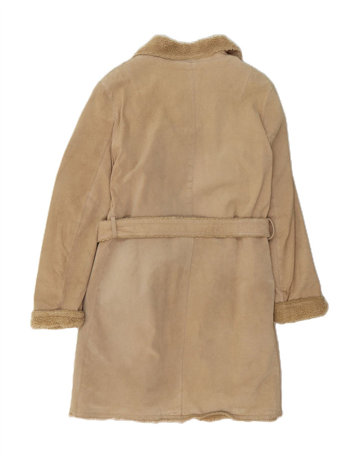 CONBIPEL Womens Suede Sherpa Overcoat IT 46 Large Beige Vintage Conbipel and Second-Hand Conbipel from Messina Hembry 