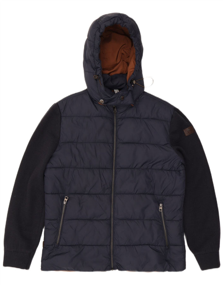 Fynch Hatton Veste matelassée à capuche pour homme UK 38 Bleu marine moyen Colourblock