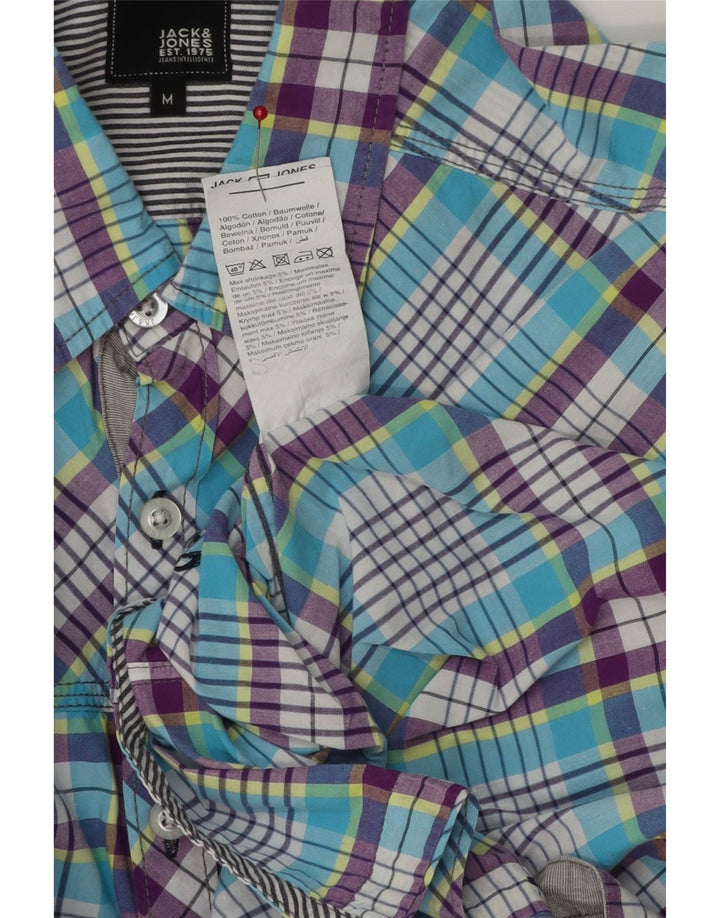 JACK & JONES Chemise à Manches Courtes Homme Bleu Moyen Carreaux Coton