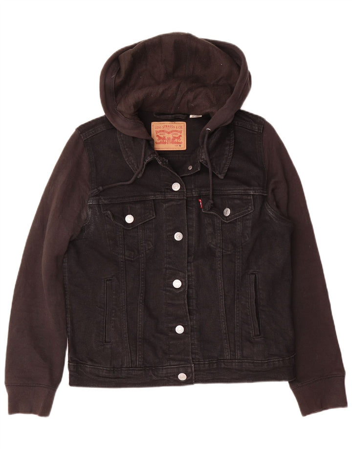 Levi's Veste en Jean à Capuche Femme UK 14 Coton Noir Moyen