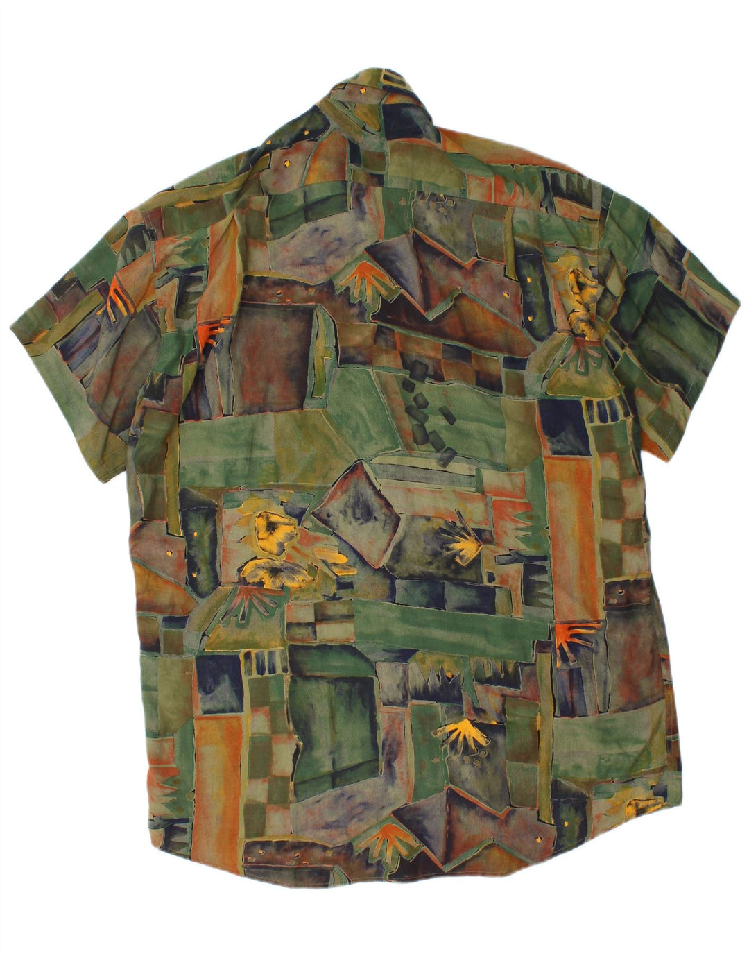 Coldor Chemise à manches courtes pour homme Taille 39/40 Viscose géométrique vert moyen