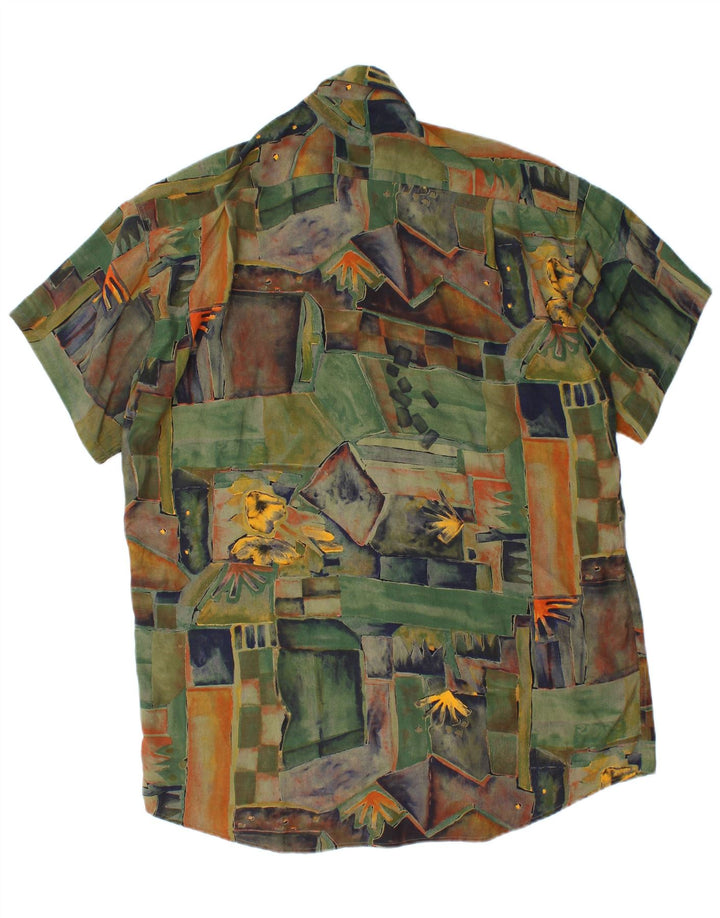Coldor Chemise à manches courtes pour homme Taille 39/40 Viscose géométrique vert moyen