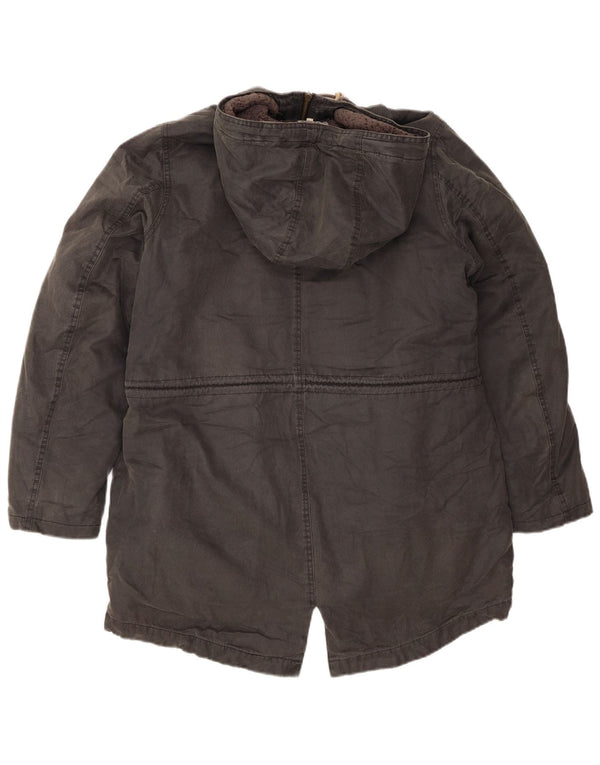 Fat Face Parka à capuche pour femme UK 14 Large Gris Coton