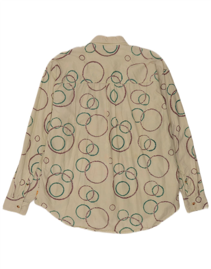 Chemise Homme Vintage 2XL Coton Géométrique Blanc Cassé