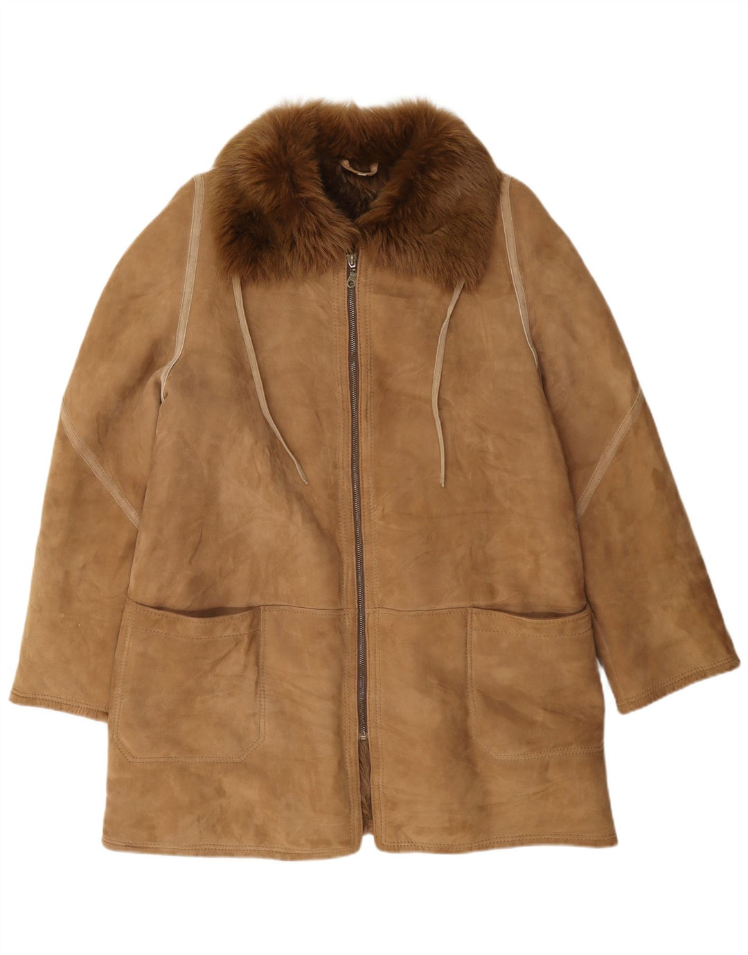 veste en peau de mouton vintage femme IT 48 XL Marron