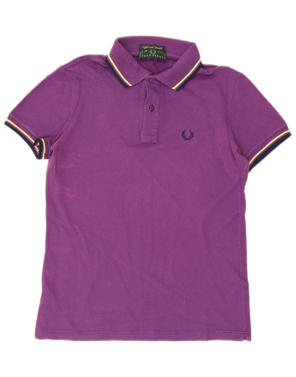 Fred Perry Mens Polo Shirt Small Purple Striped Cotton