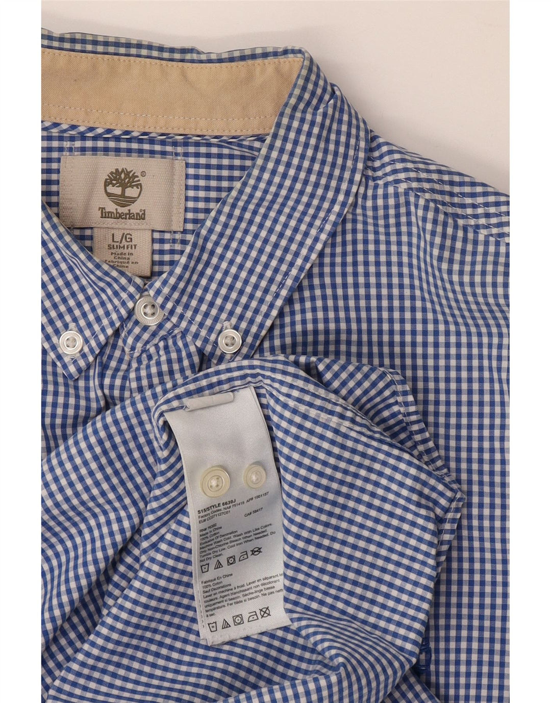 Timberland Chemise Slim Fit Homme Grand Bleu Vichy Coton