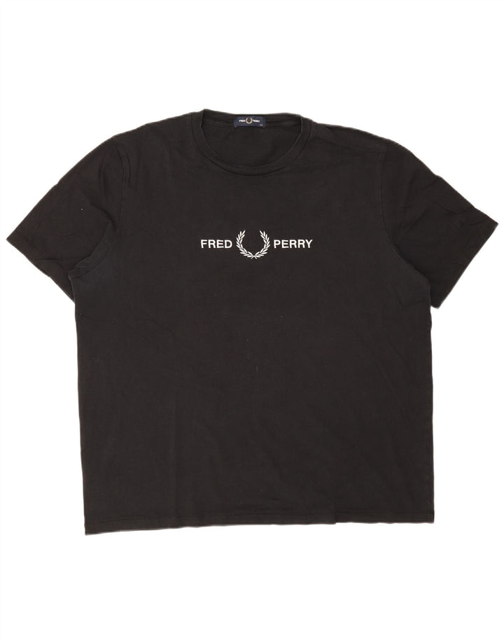 FRED PERRY T-Shirt Graphique Homme Top 2XL Coton Noir