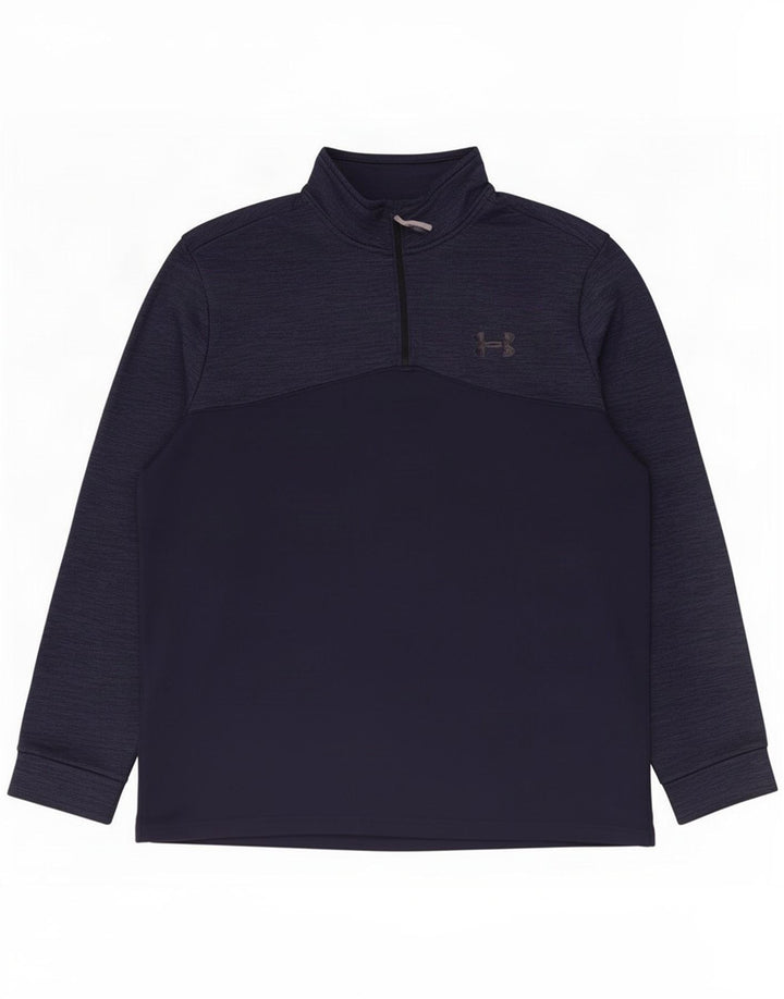 Under Armour Haut de survêtement à col zippé pour homme XL Bleu marine moucheté