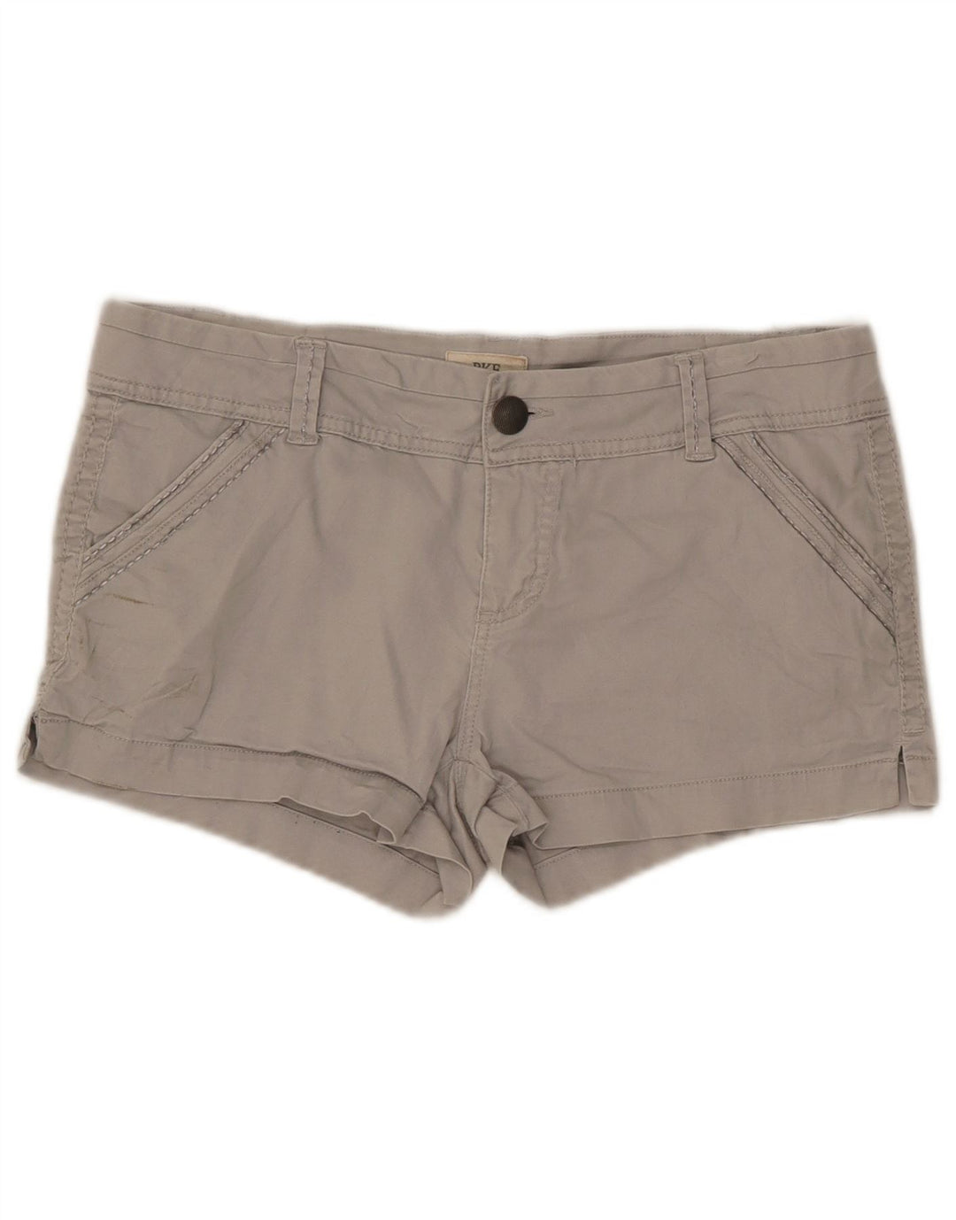 BKE Short Chino Taille Basse Femme W30 Coton Gris Moyen