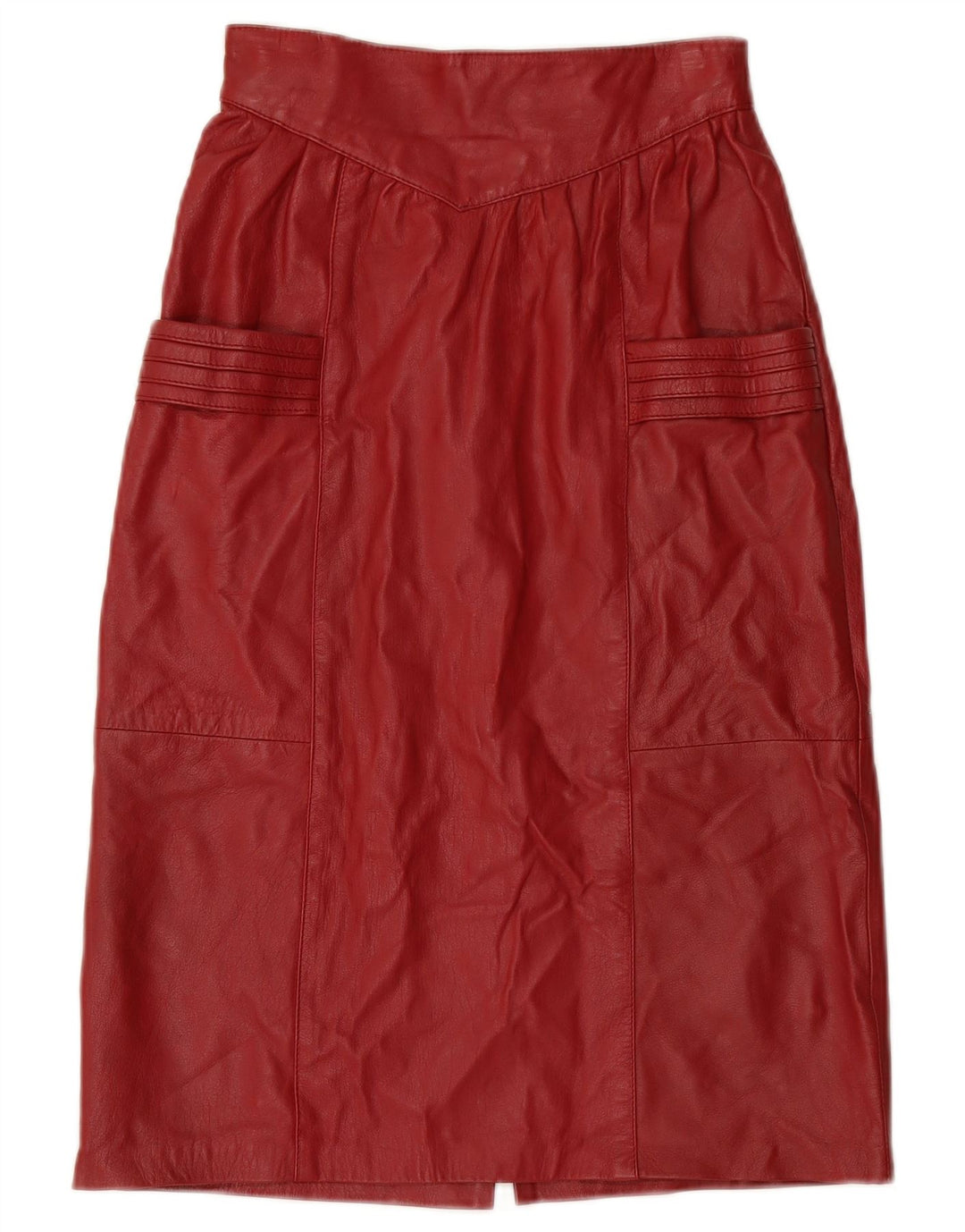 VINTAGE Jupe en cuir taille haute femme W24 XS Bordeaux
