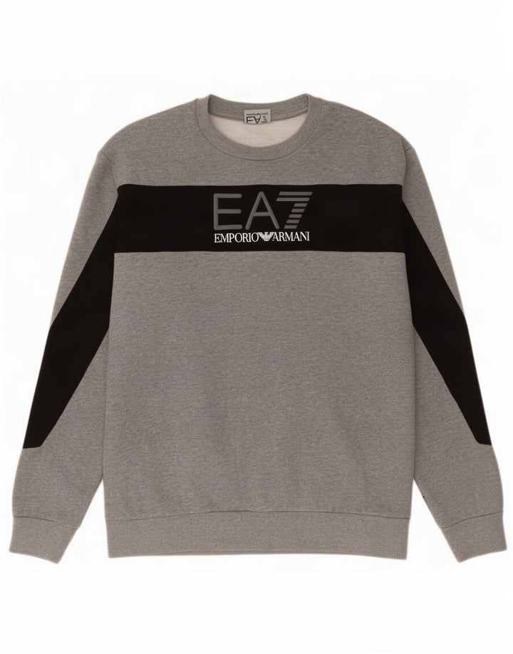 Emporio Armani Sweat-Shirt Graphique Homme Gris Moyen Colourblock