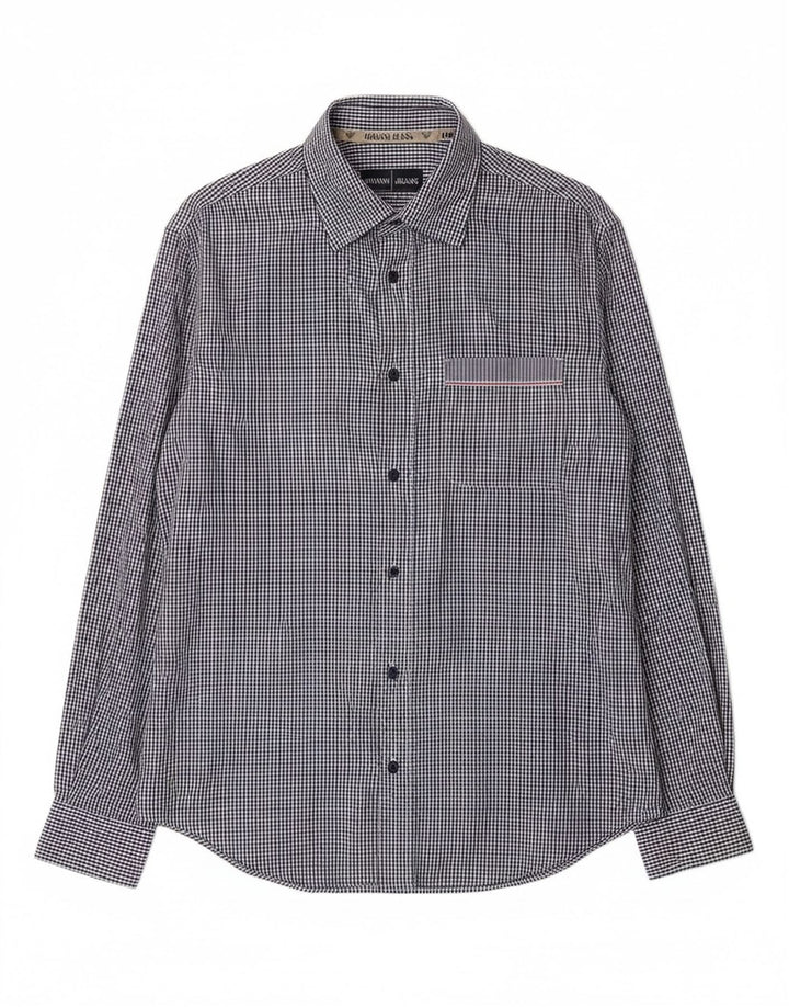 ARMANI JEANS Mens Shirt Medium Navy Blue Gingham
