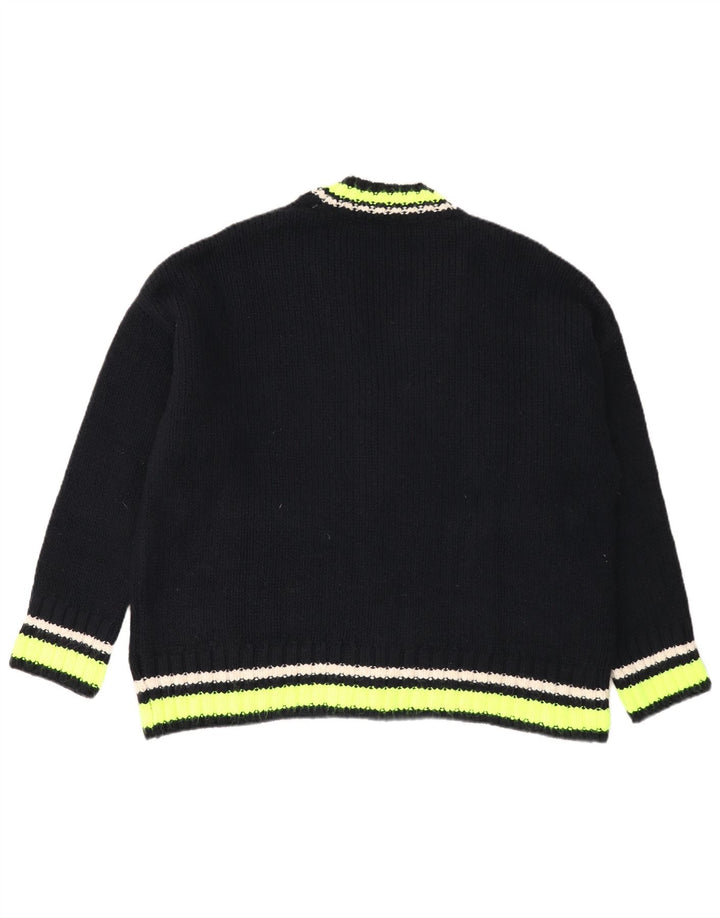 Zara Cardigan surdimensionné pour femme UK 10 Petit colorblock noir