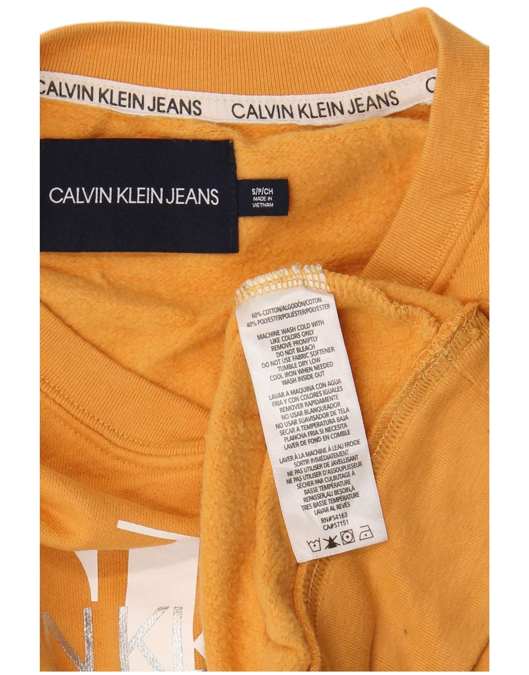 Calvin Klein Jeans Sweat-shirt surdimensionné pour femme UK 10 Petit Jaune