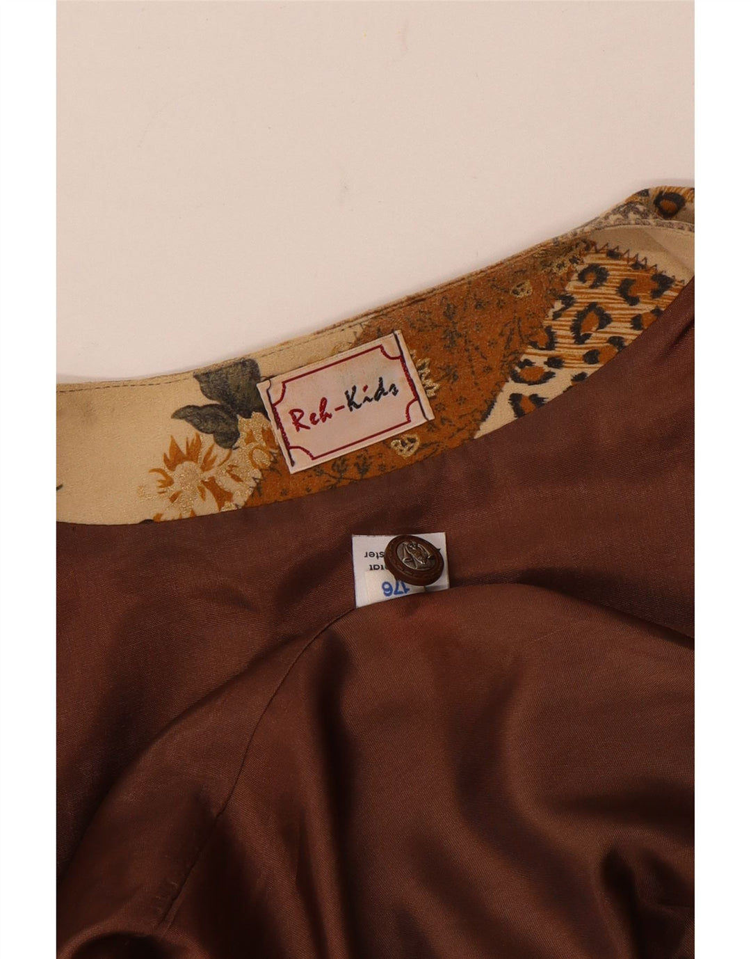 Gilet vintage filles 15-16 ans marron patchwork triacétate