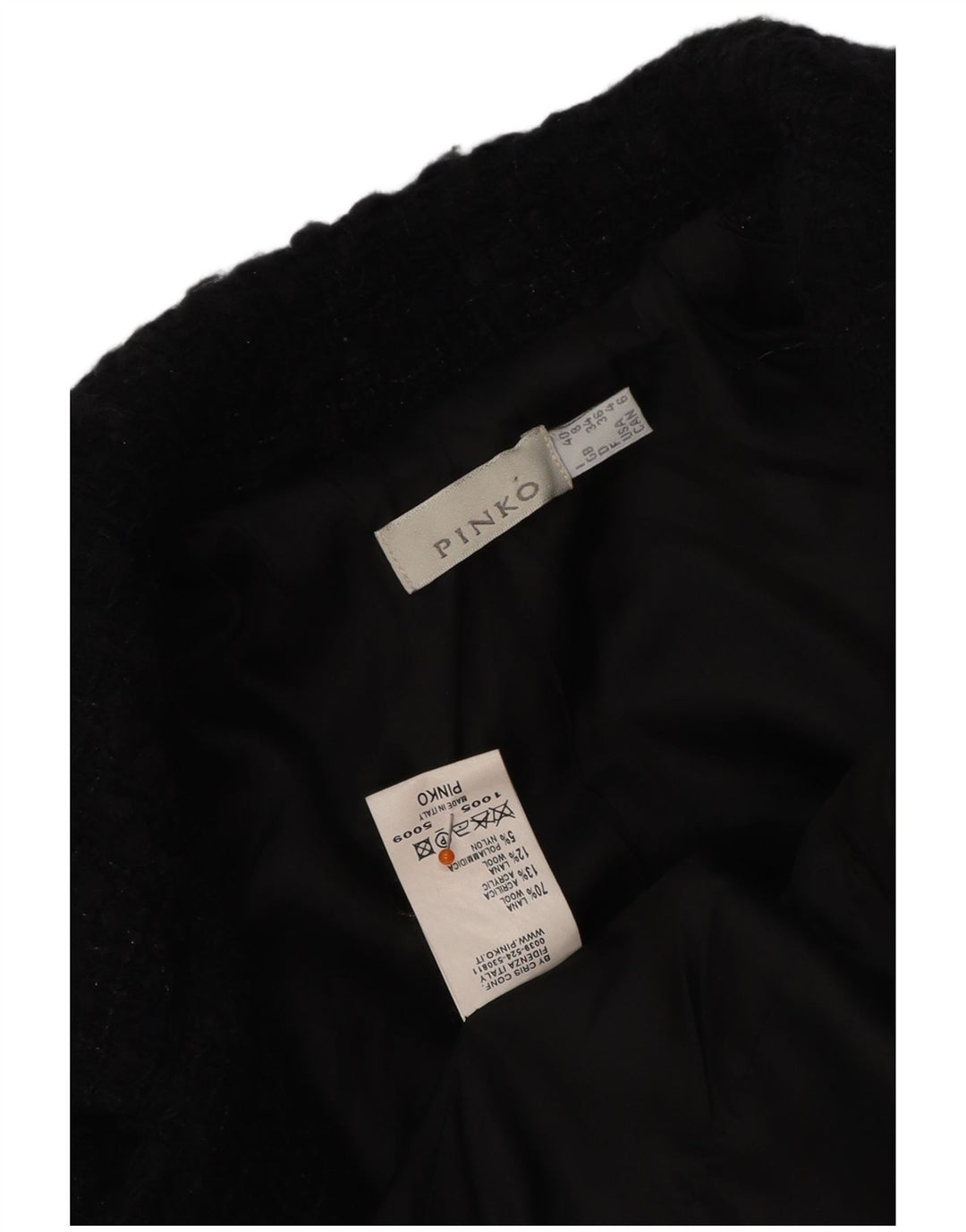 PINKO Veste blazer courte pour femme UK 8 Petite laine noire
