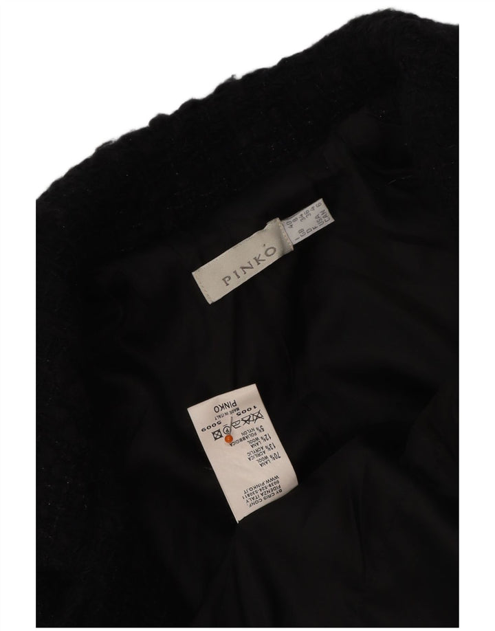 PINKO Veste blazer courte pour femme UK 8 Petite laine noire