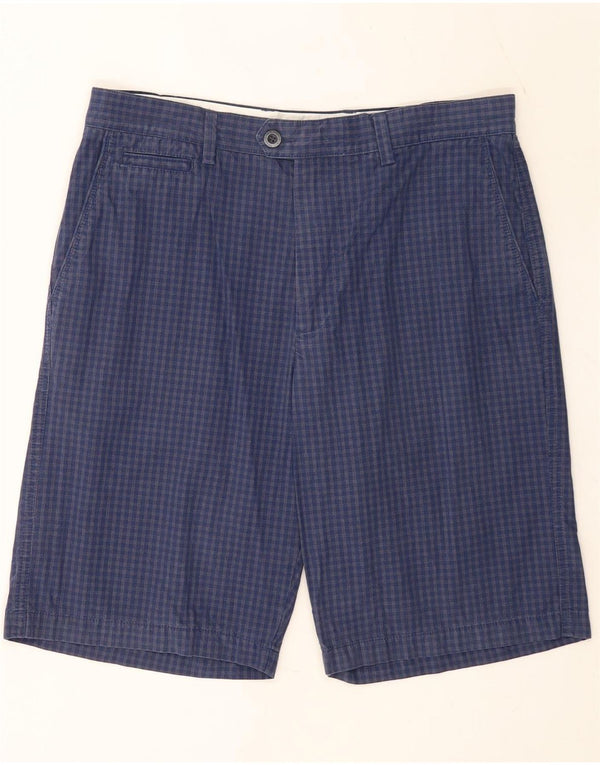 Marks & Spencer Short Chino Homme Large W34 Bleu Marine Vichy Coton