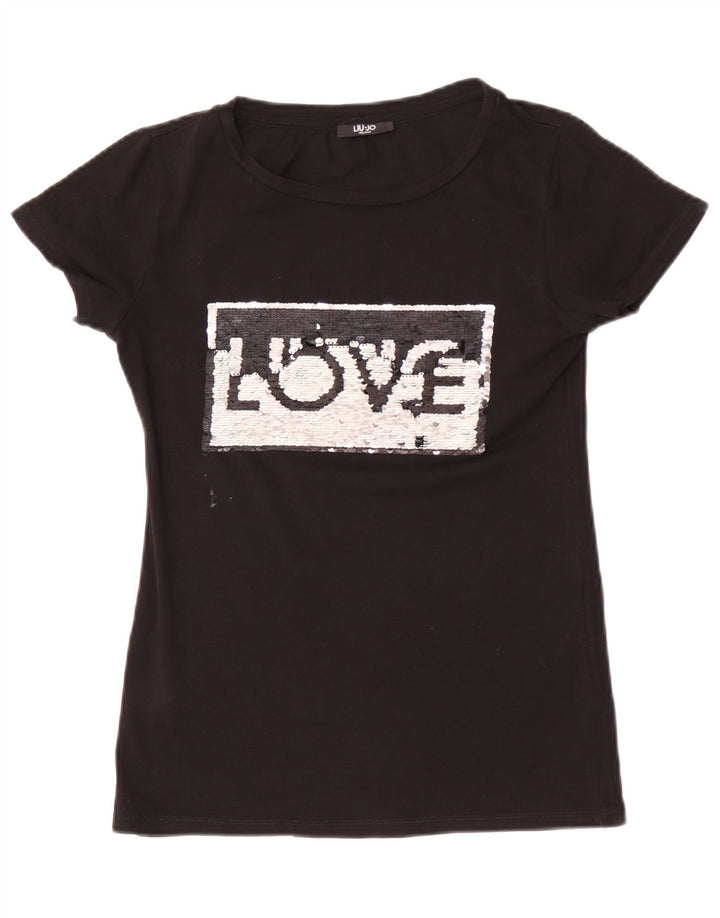 Liu Jo T-shirt graphique pour femme UK 10 Small Noir
