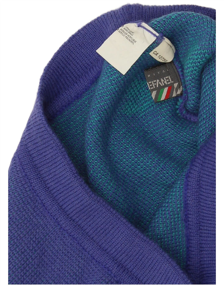 Stefanel Femme Jupe Crayon En Tricot W28 Laine Géométrique Bleu Moyen