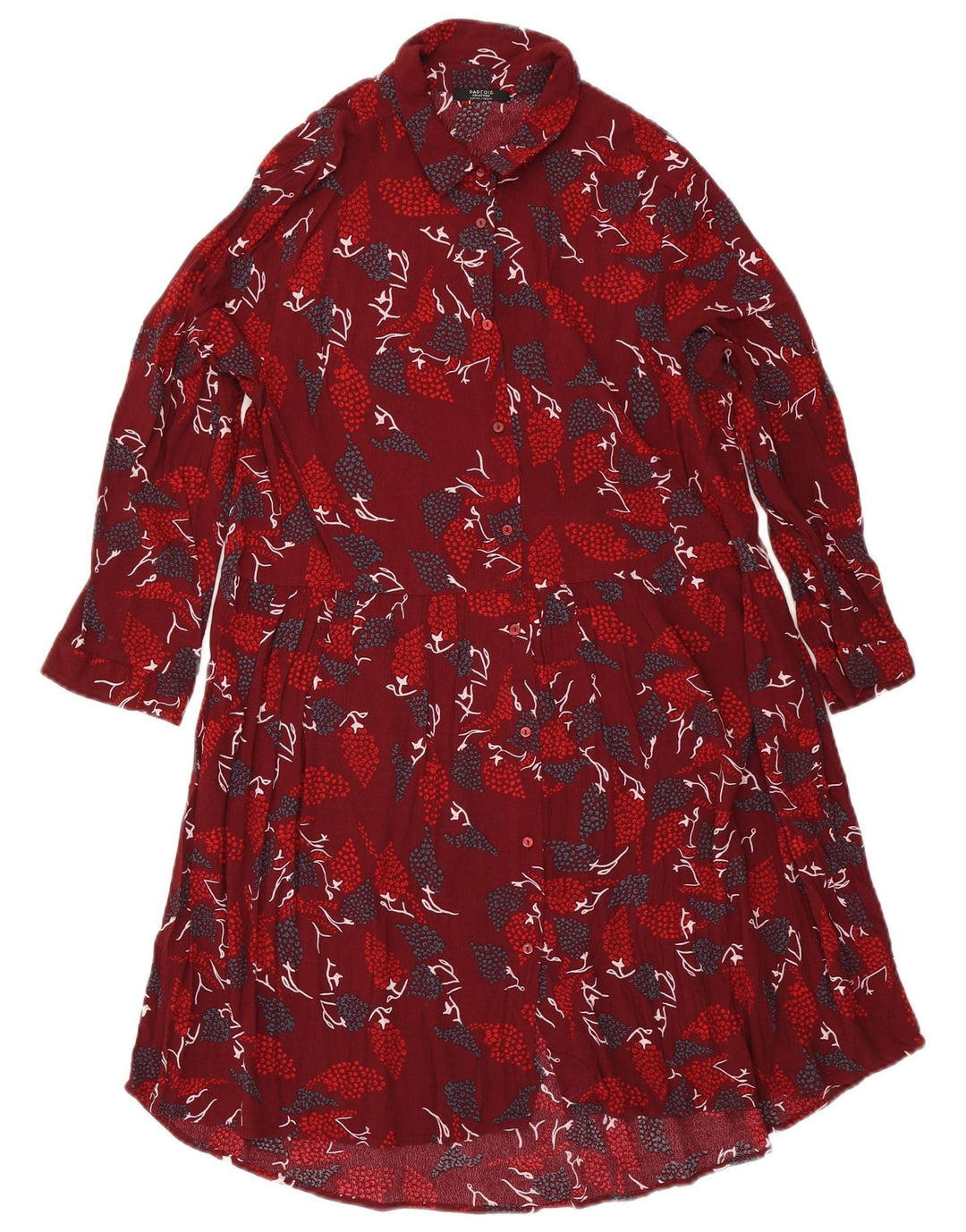 Parfois Robe À Volants À Motif Abstrait Pour Femme UK 14 Viscose Bordeaux Moyen