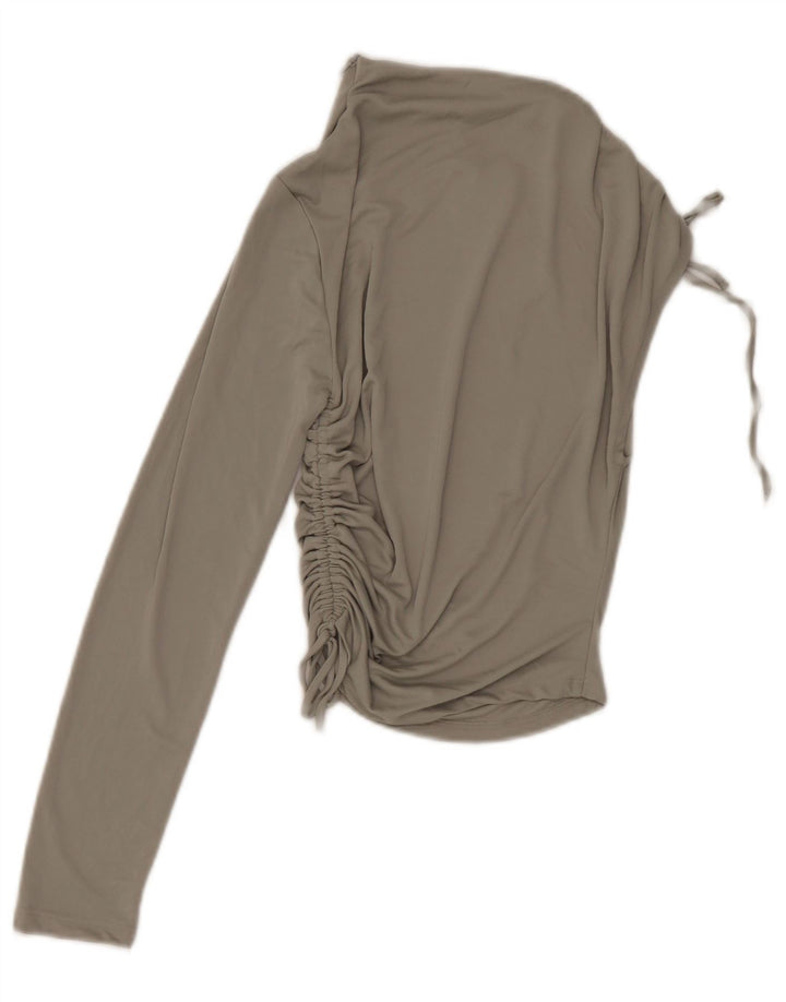 Zara Femme Crop One Épaule Top UK 8 Petit Gris Polyester