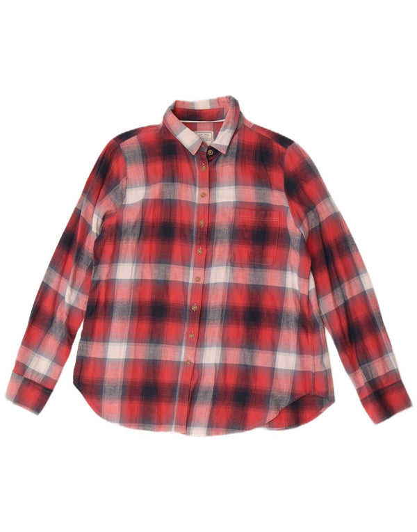 Fat Face Chemise en flanelle coupe classique pour femme UK 14 Grand carreaux rouges en coton
