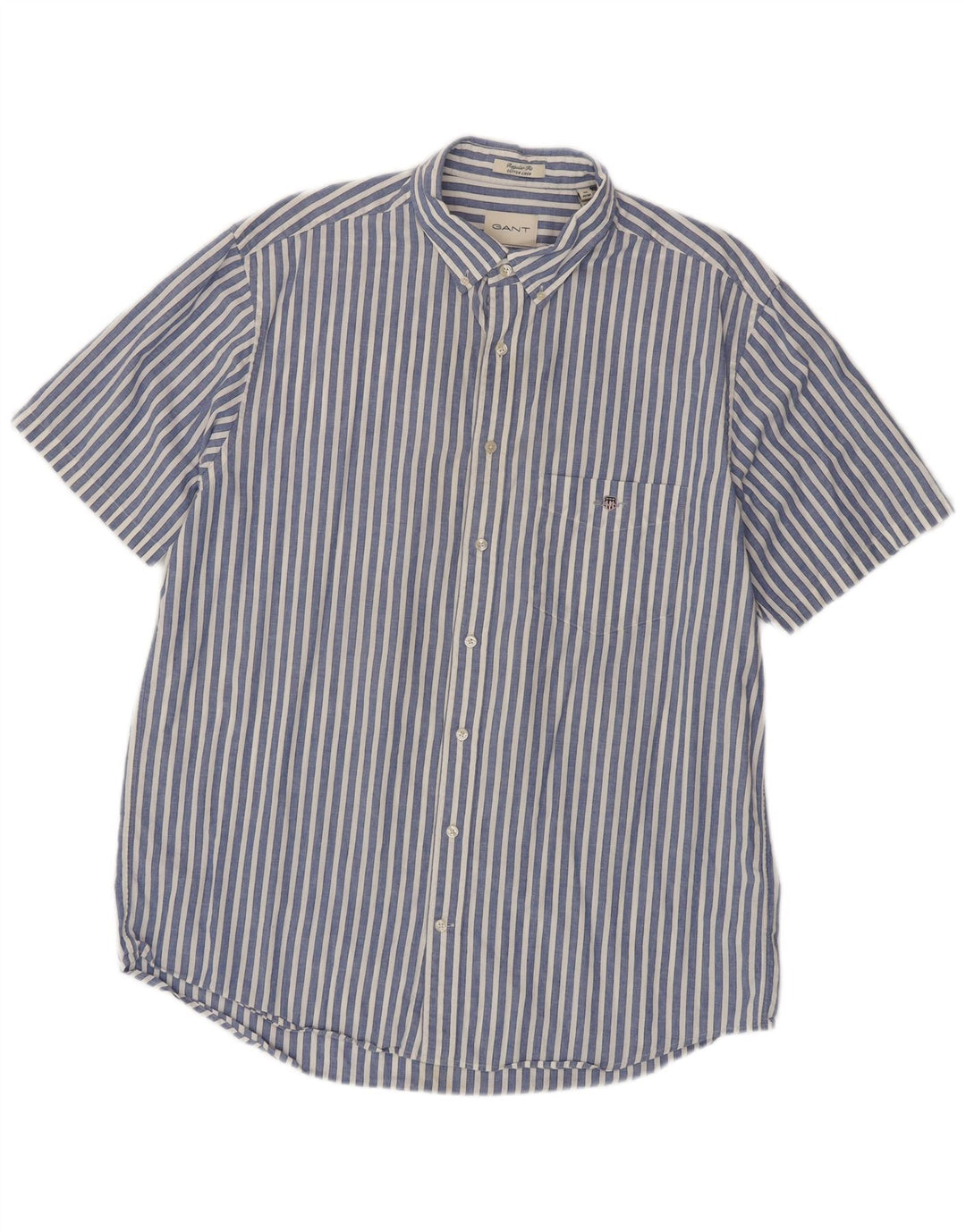 GANT Chemise à manches courtes coupe régulière pour hommes taille 45/46 2XL bleu rayé