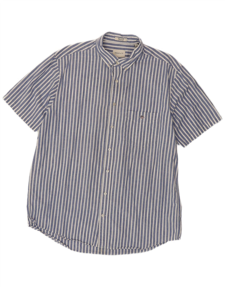 GANT Chemise à manches courtes coupe régulière pour hommes taille 45/46 2XL bleu rayé