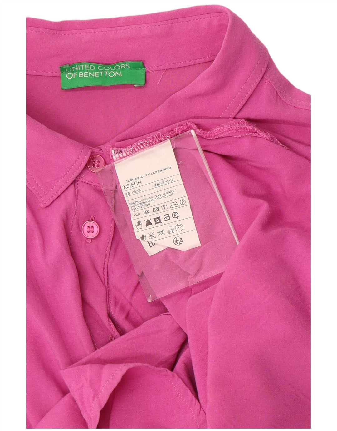 BENETTON Chemisier surdimensionné à manches courtes pour femme UK 6 XS Rose Viscose