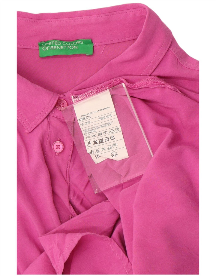 BENETTON Chemisier surdimensionné à manches courtes pour femme UK 6 XS Rose Viscose