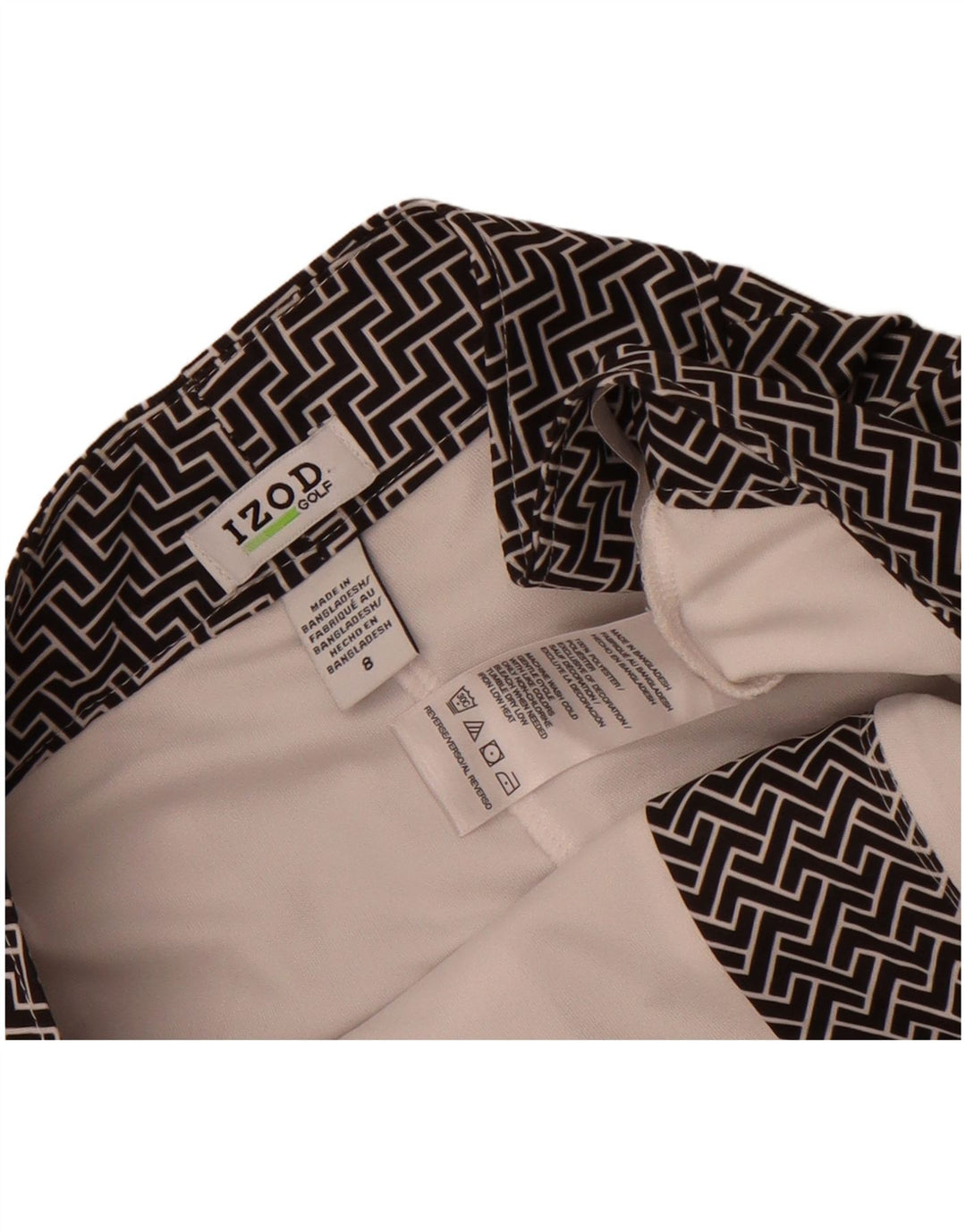 Izod Mini jupe de golf pour femme US 8 Medium W32 Noir Géométrique Polyester